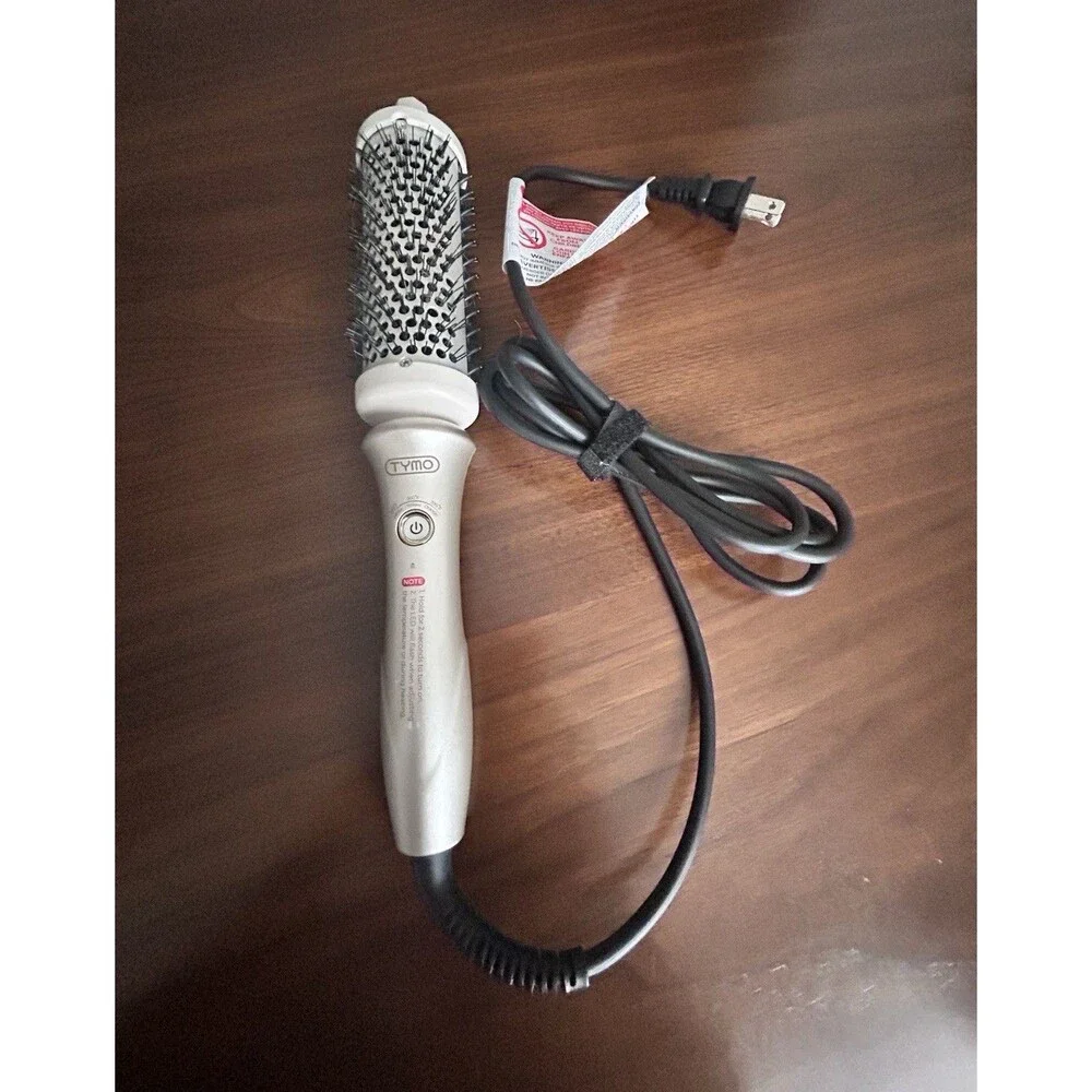 TYMO Heated Curling Brush w/ Adjustable Heat Settings, Electric, Silver/Black